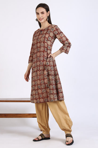 Red Handblock Print Kalamkari Kurta