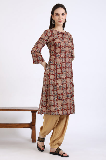 Red Handblock Print Kalamkari Kurta