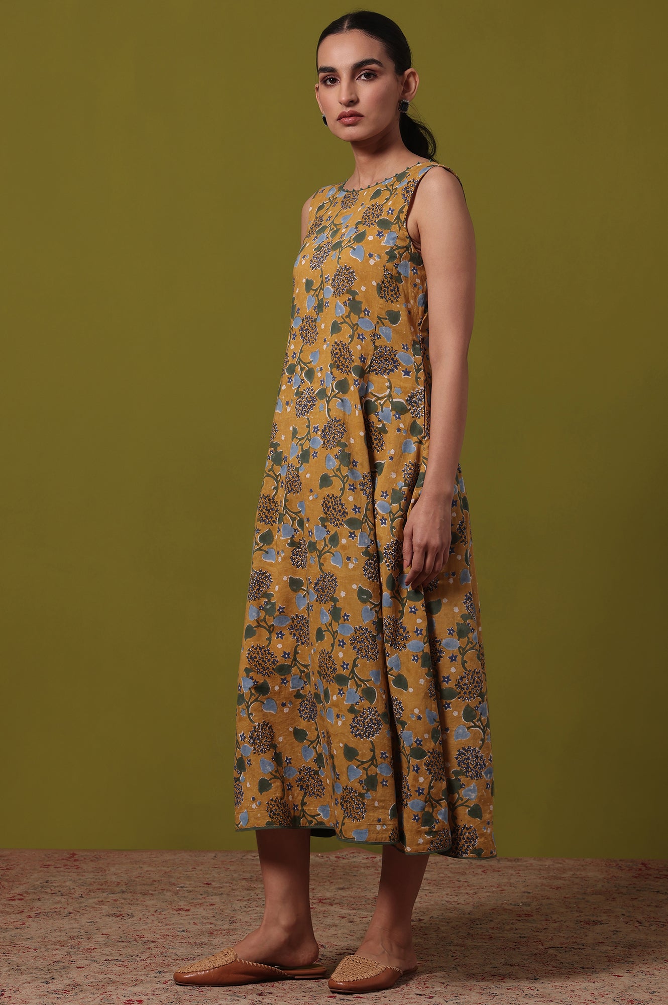 Floral Printed Flared Pure Cotton Dress