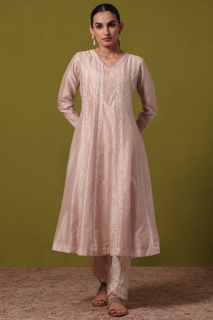 Solid  Flared Cotton Blend Kurta