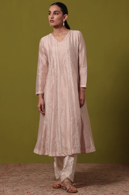 Solid  Flared Cotton Blend Kurta