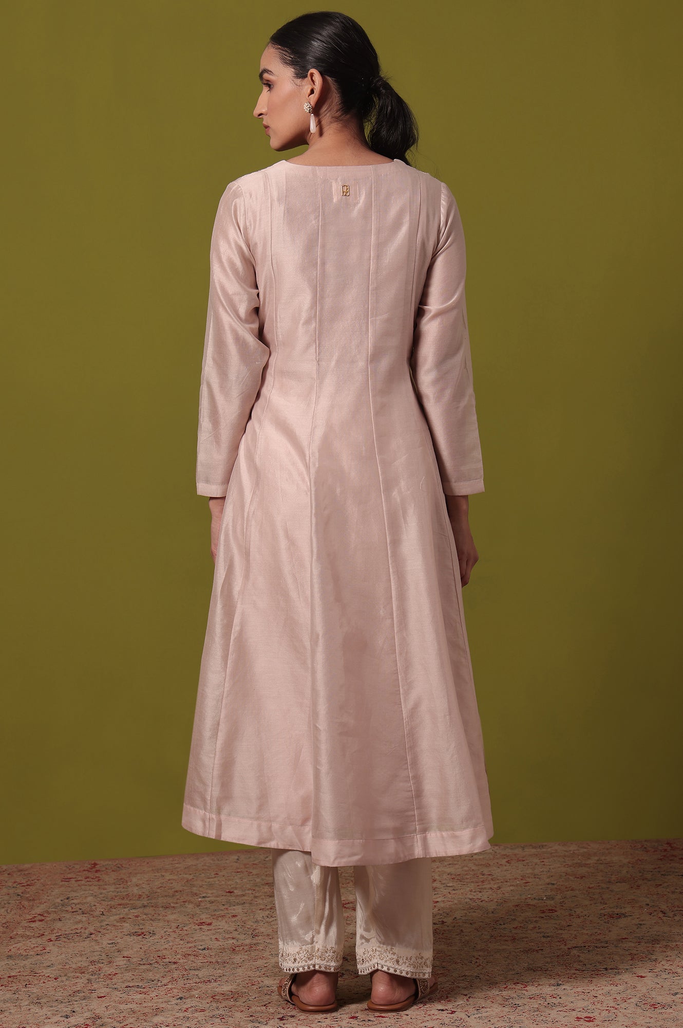 Solid  Flared Cotton Blend Kurta