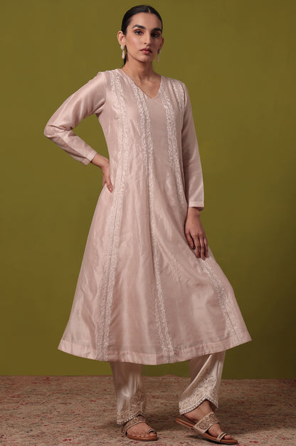 Solid  Flared Cotton Blend Kurta