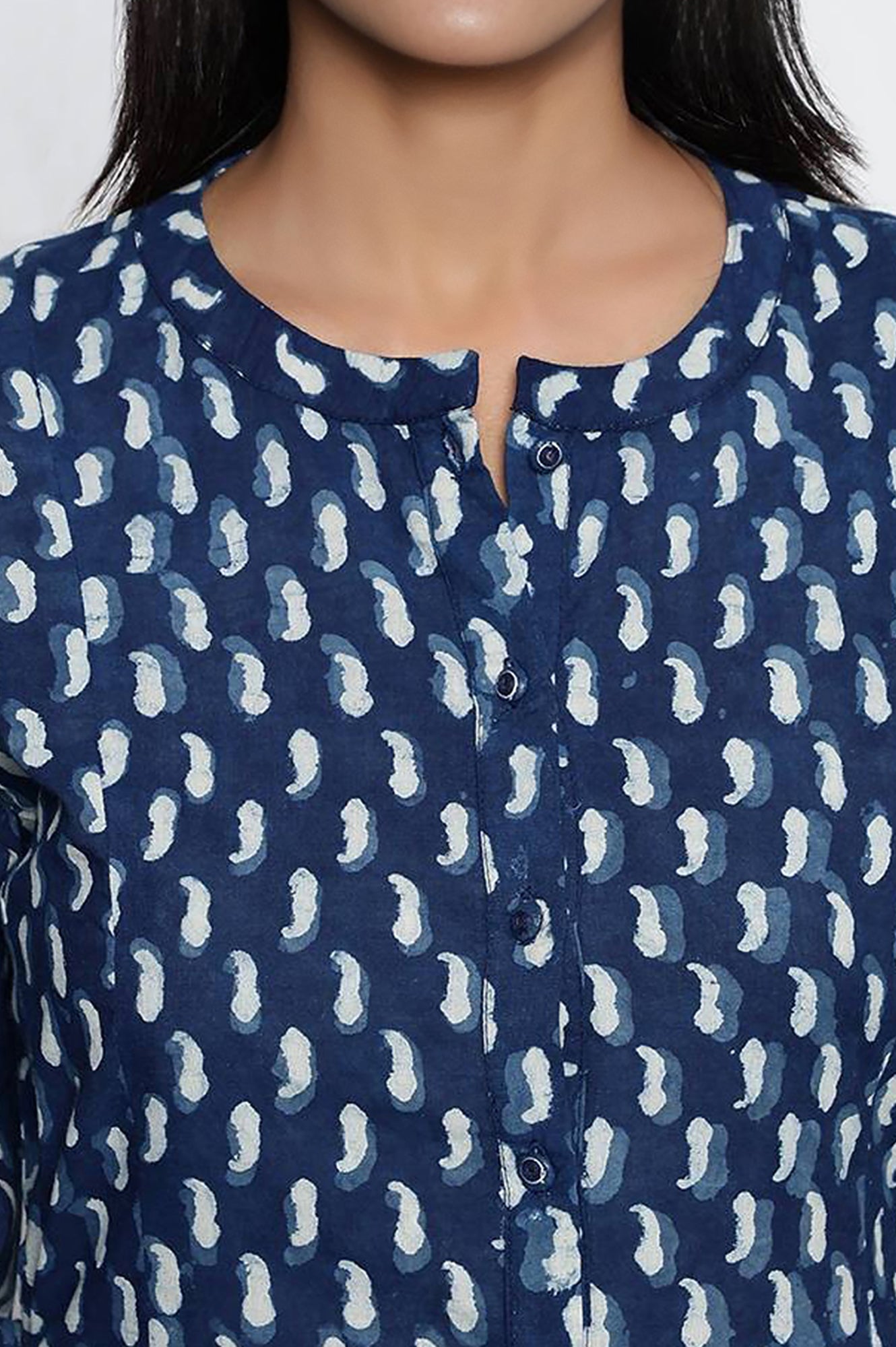 Indigo Daboo Printed Pure Cotton Flared Kurta