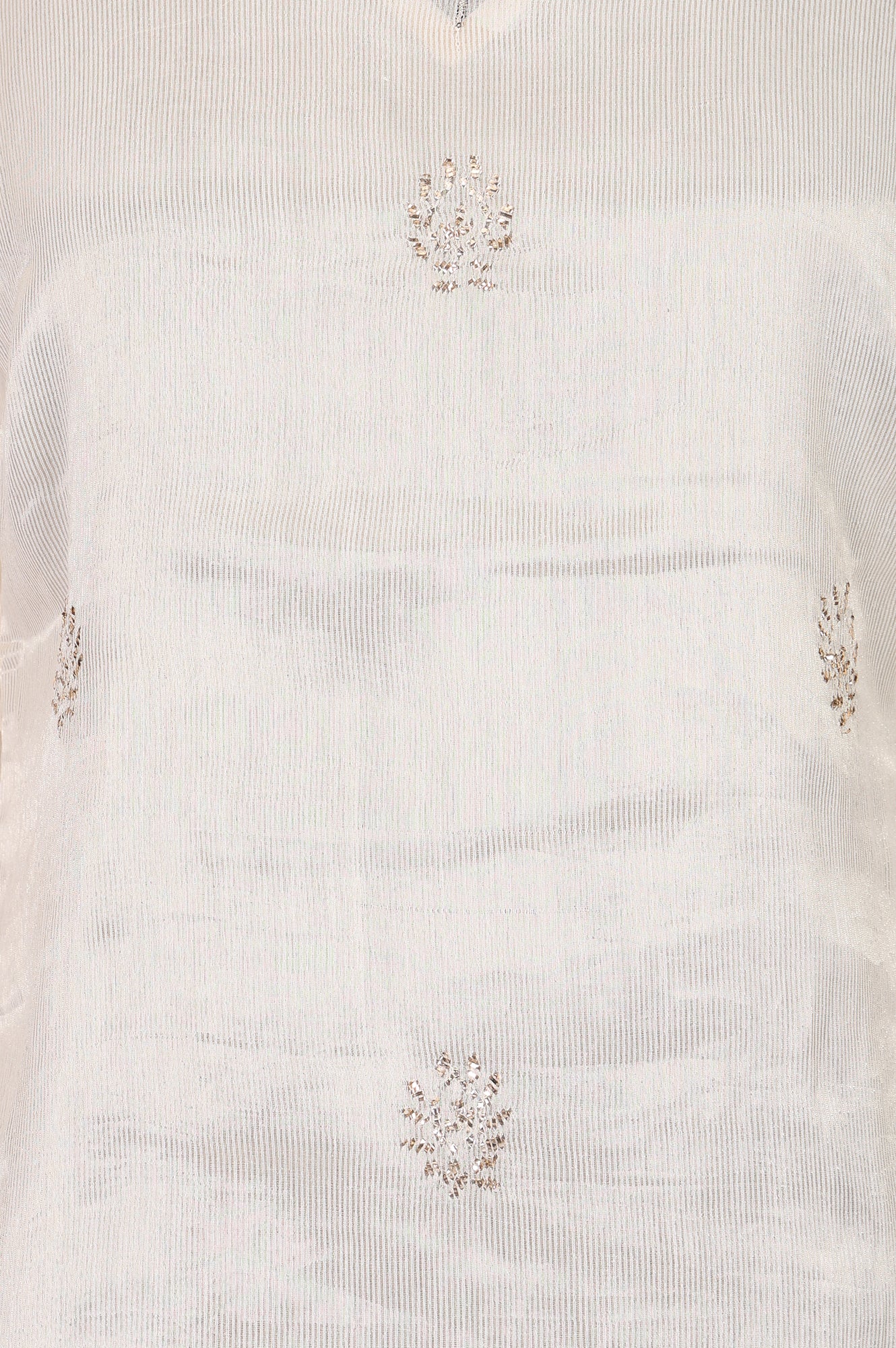 Off White Zari Embroidered Cotton Silk Straight Kurta