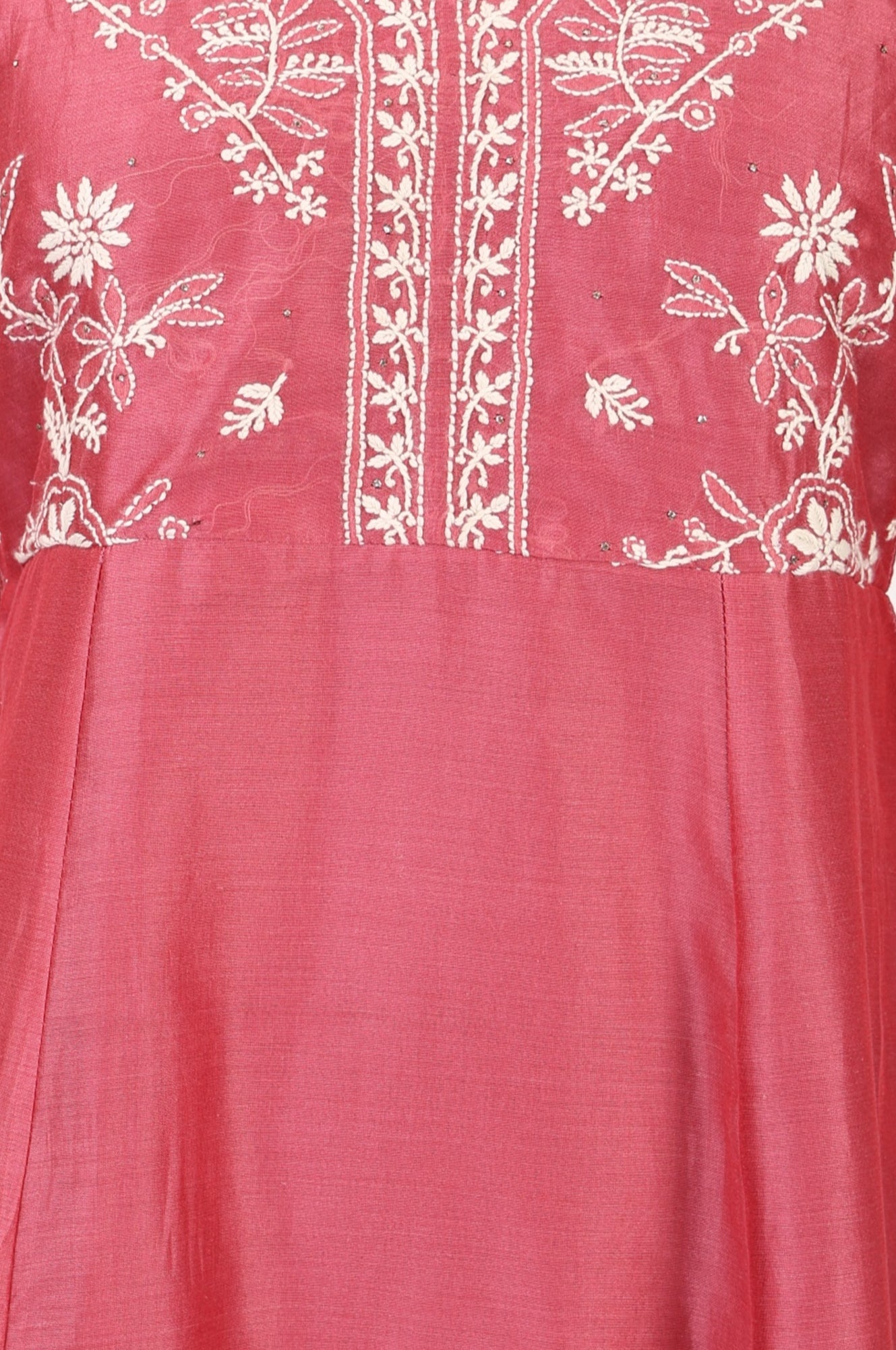 Rose Embroidered Cotton Silk A-line Kurta