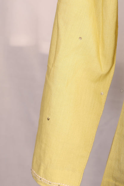 Yellow Chikankari Pure Cotton Straight Kurta
