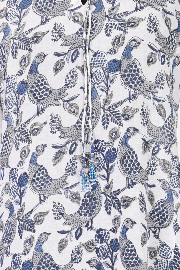 Folksong Women’s Off White Ethnic Motifs Cotton Blend A-line Kurta
