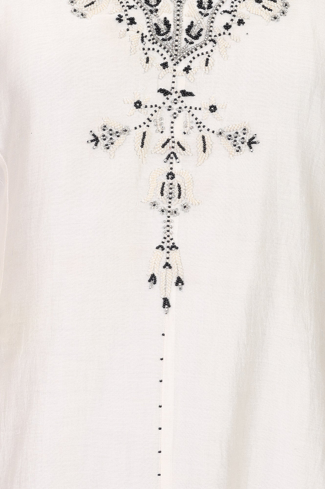 Off White Embroidered Cotton Silk Straight Kurta