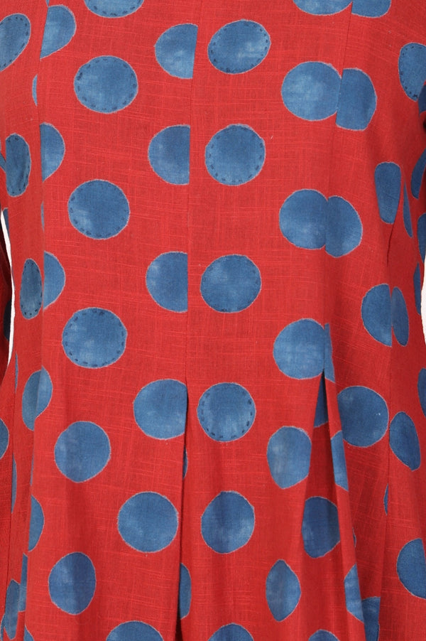 Red Polka Dots Pure Cotton A-line Dress