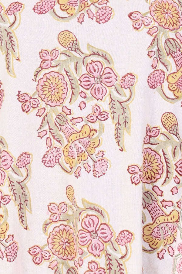 White Floral Printed Pure Cotton Straight Kurta