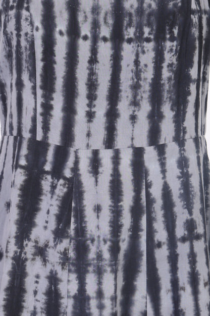Grey Shibori Printed Sleeveless Pure Cotton A-line Western Dress