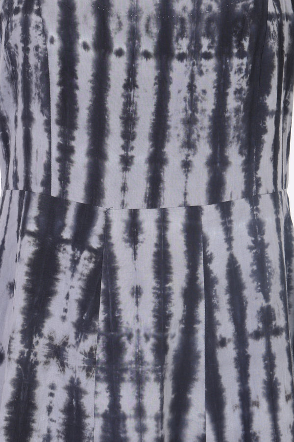 Grey Shibori Printed Sleeveless Pure Cotton A-line Western Dress