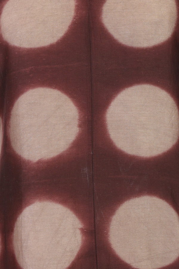 Brown Shibori Printed Sleeveless Cotton Silk Flared Western Dress