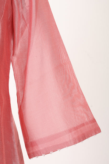 Pink Embroidered Cotton Silk Straight Kurta