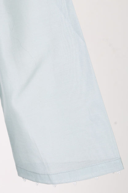 Blue Embroidered Cotton Silk Straight Kurta