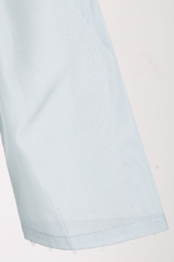 Blue Embroidered Cotton Silk Straight Kurta