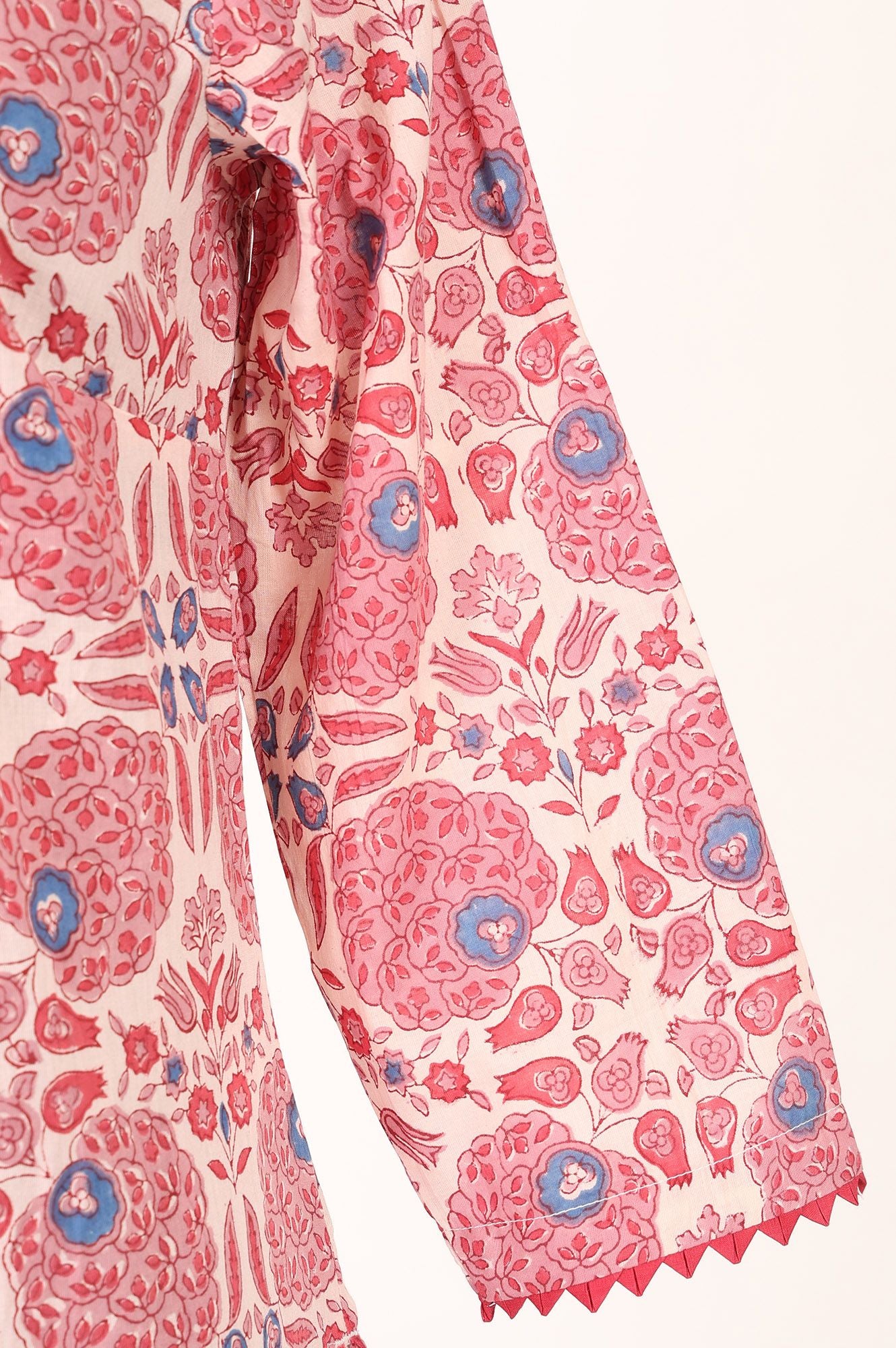 Pink Floral Printed Pure Cotton Straight Kurta