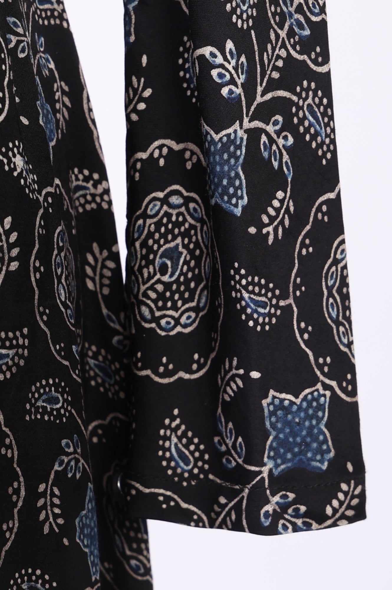 Black Embroidered Modal Satin A-line Kurta