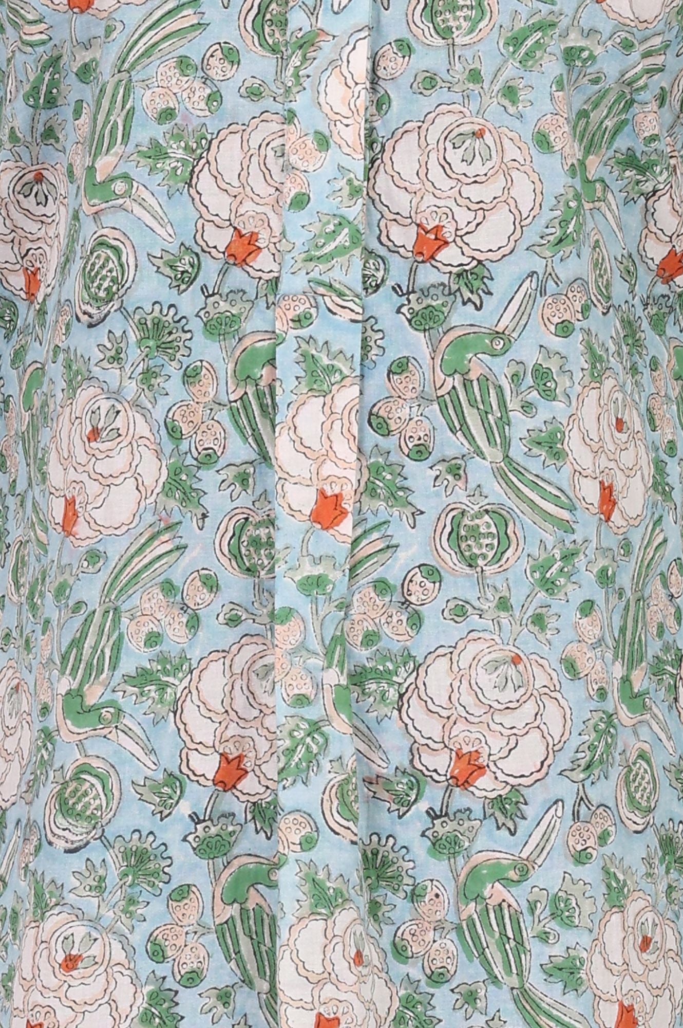 Blue Block Printed Pure Cotton Straight Kurta