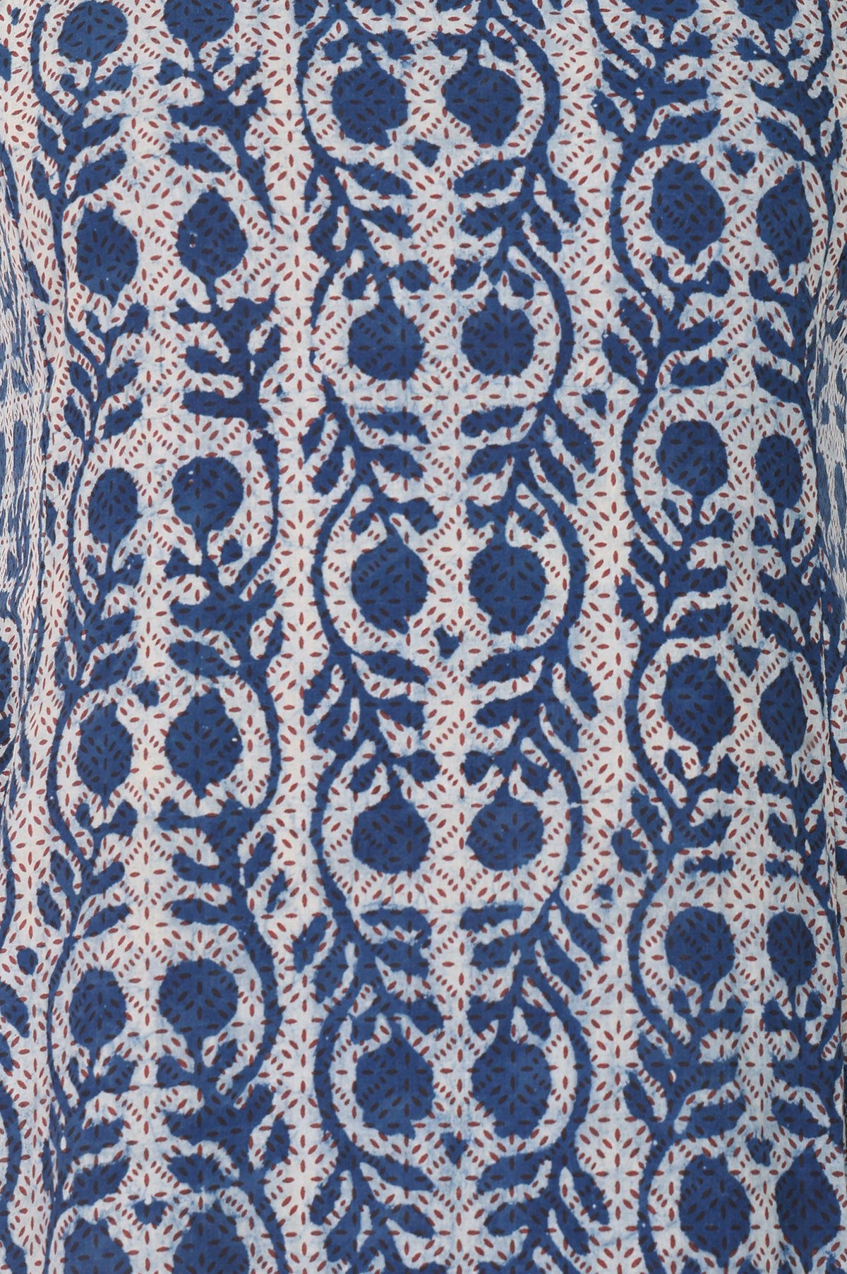 White Block Printed Sleeveless Pure Cotton Flared Dress