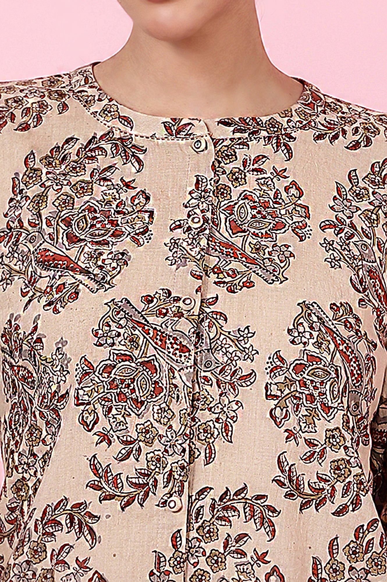 Beige Handblock Kalamkari Printed Shirt