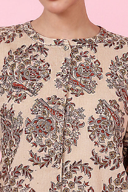 Beige Handblock Kalamkari Printed Shirt