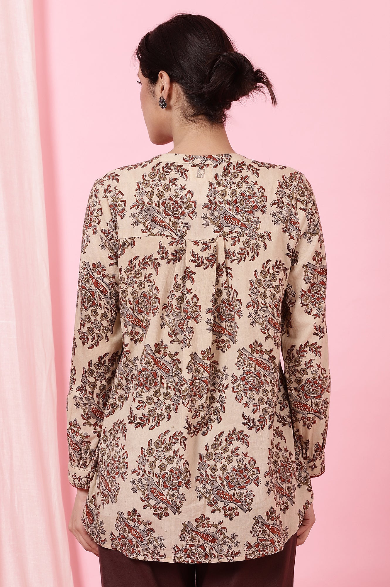 Beige Handblock Kalamkari Printed Shirt