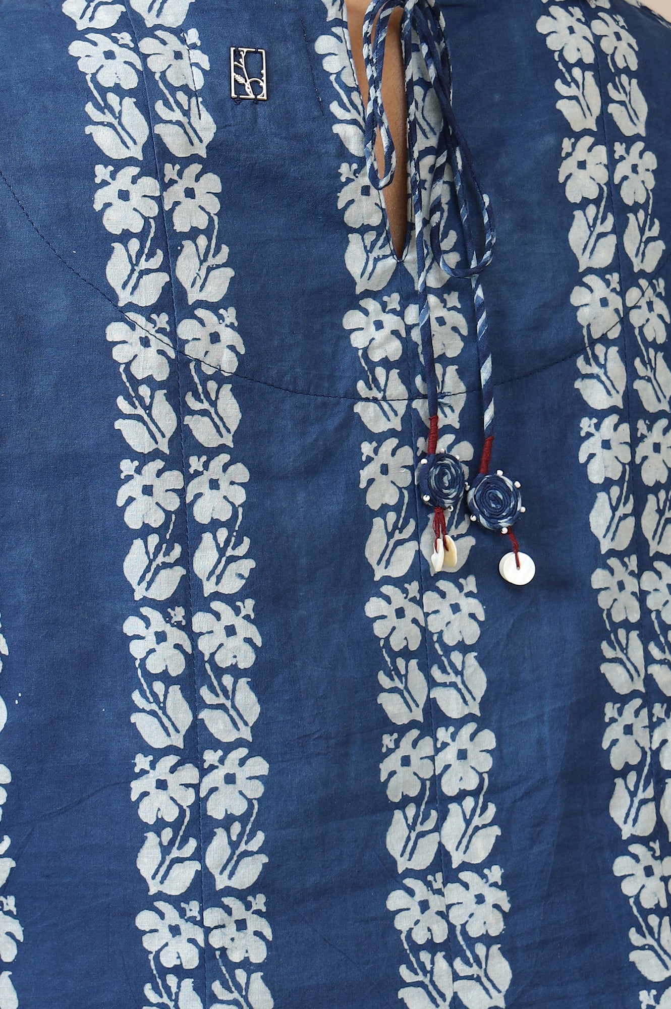 Indigo Handblock Border Print Sleveleess Top