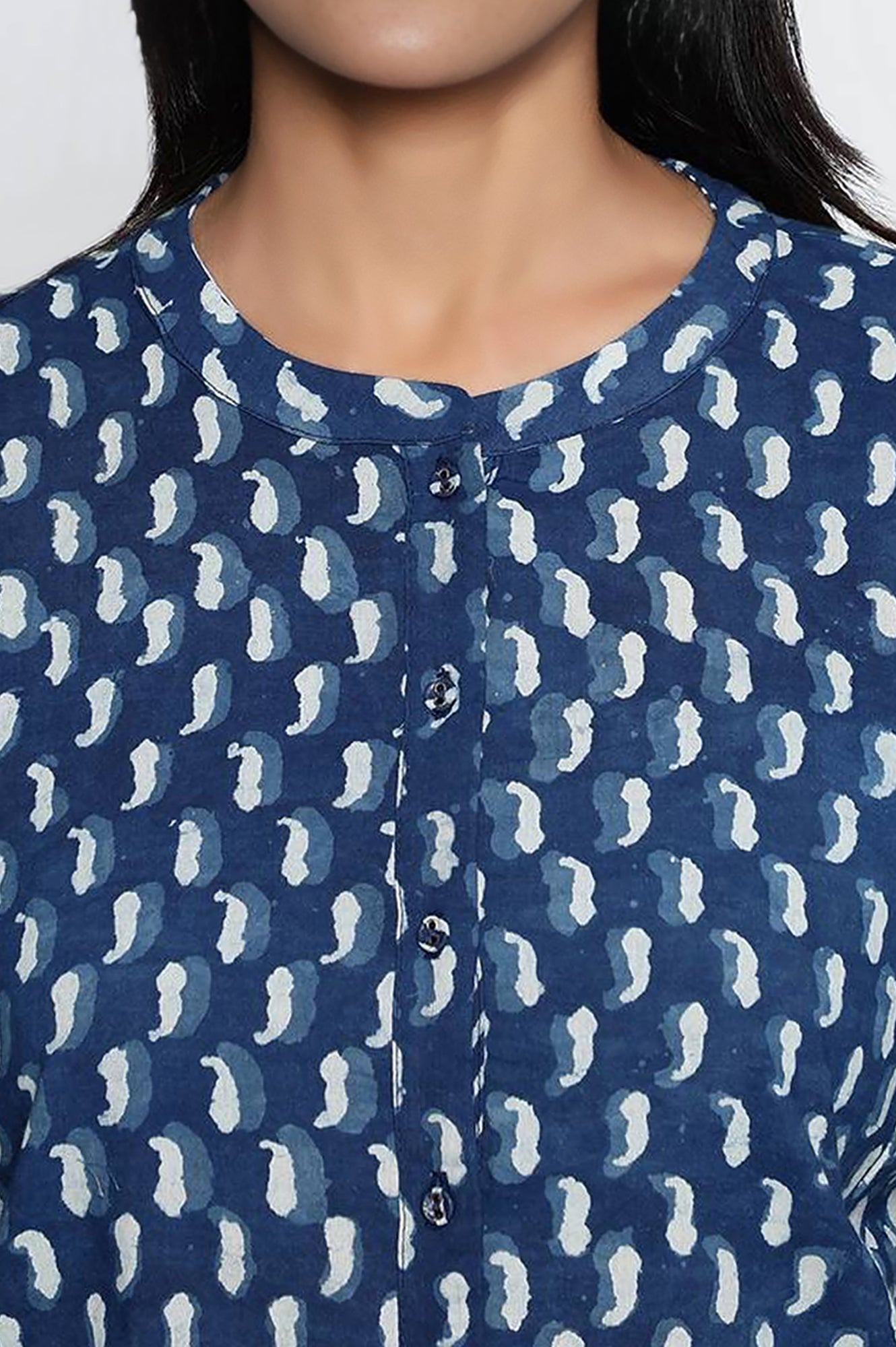 Indigo Printed Pure Cotton Straight Top