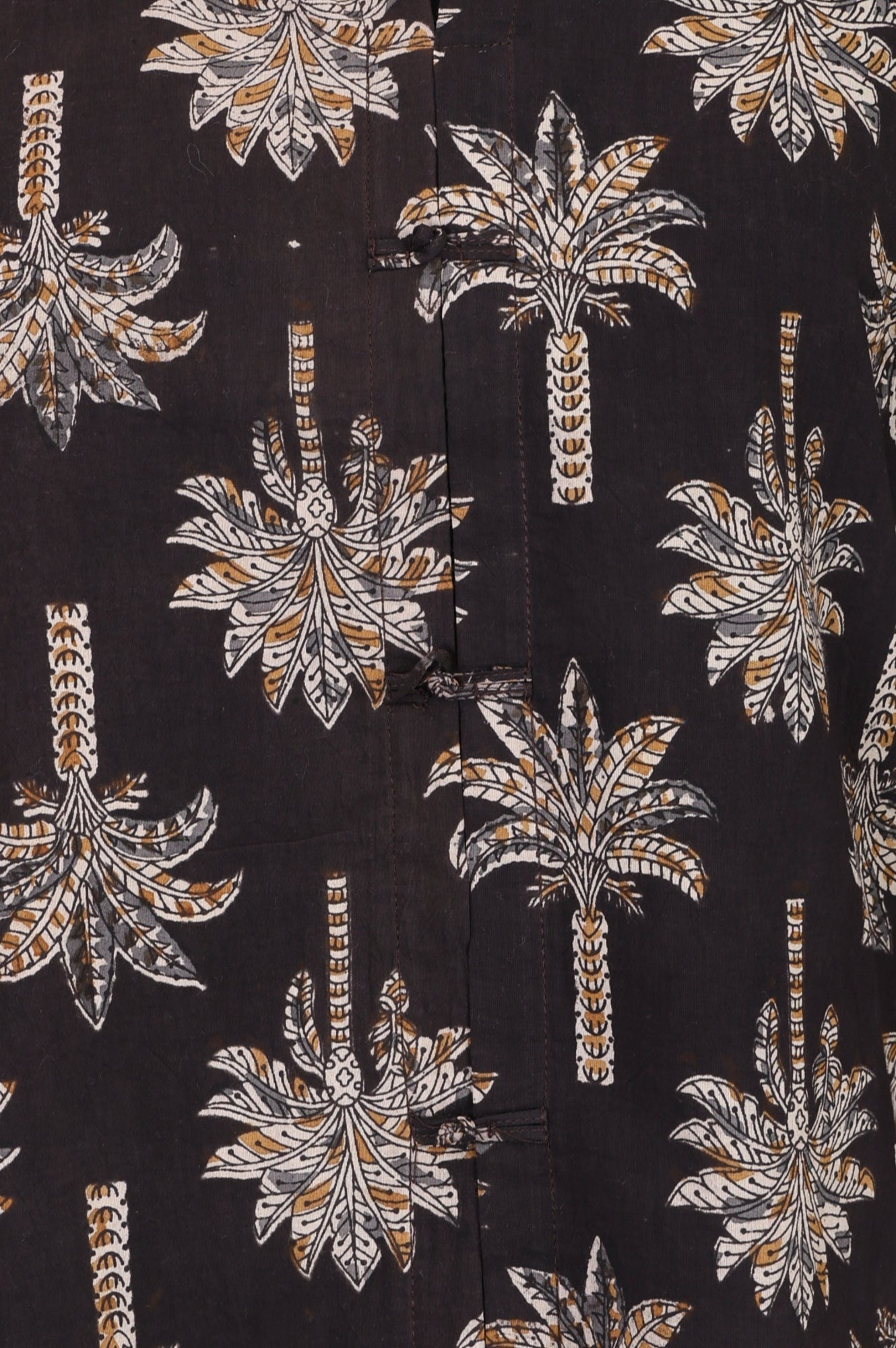 Black Floral Printed Embroidered Pure Cotton Straight Top
