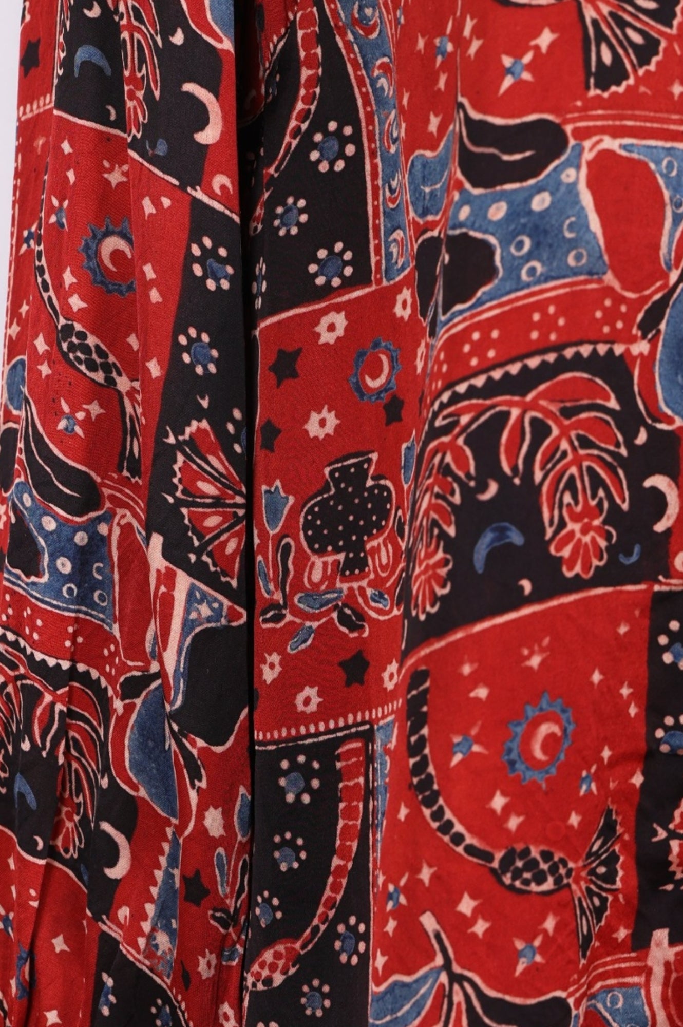 Red Abstract Modal Satin Straight Top