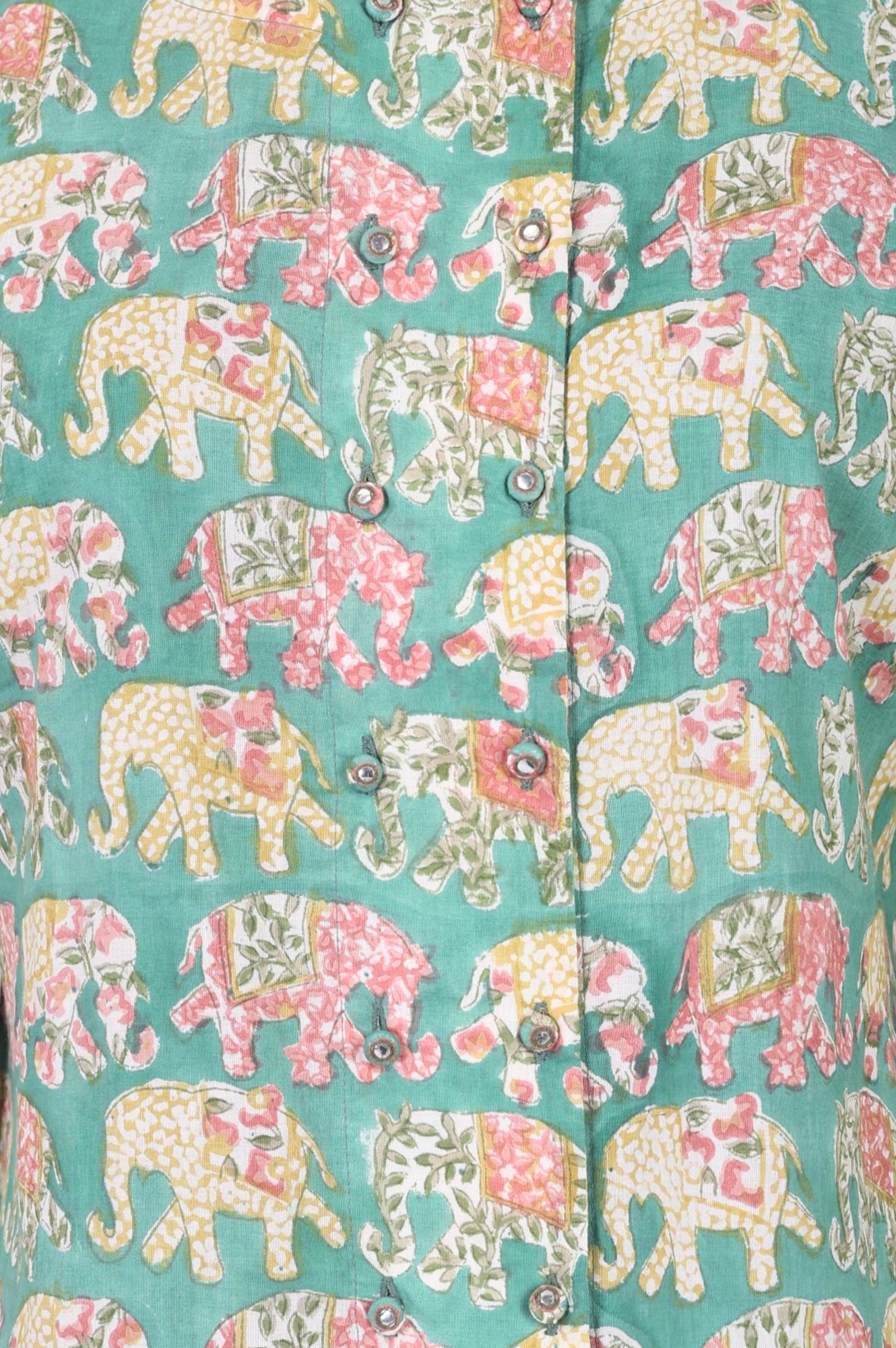 Teal Block Printed Pure Cotton Top