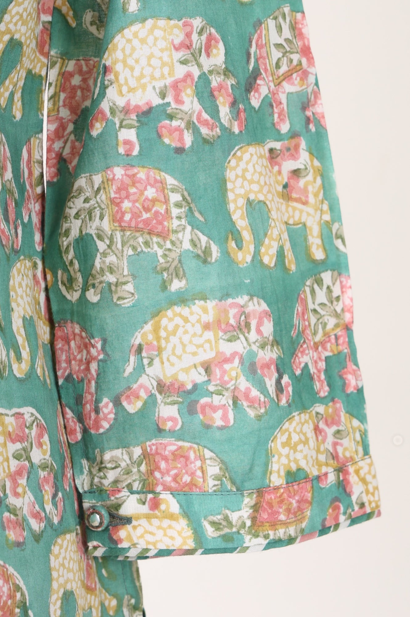 Teal Block Printed Pure Cotton Top