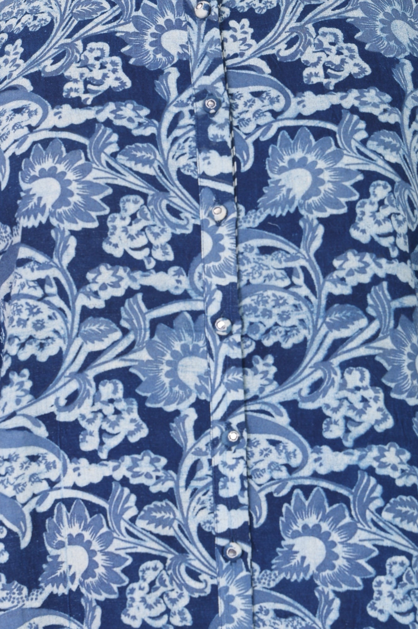 Blue Block Printed Straight Top