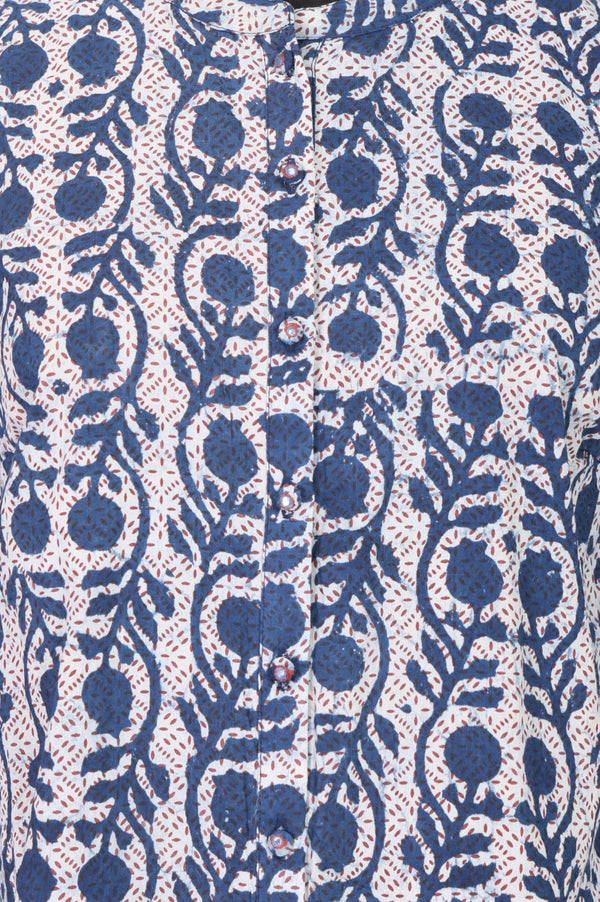 Folksong Women’s Off White Block Printed Pure Cotton Straight Top