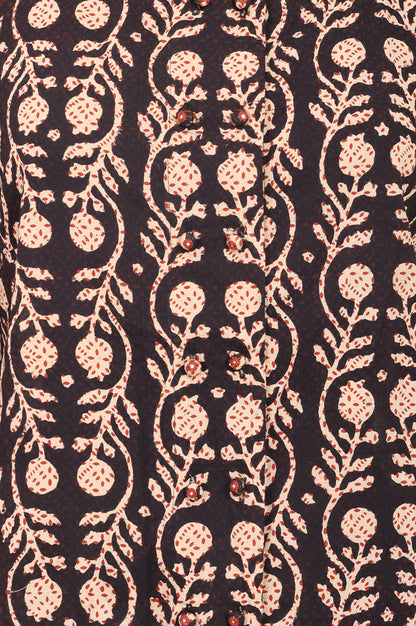 Black Block Printed Pure Cotton Top