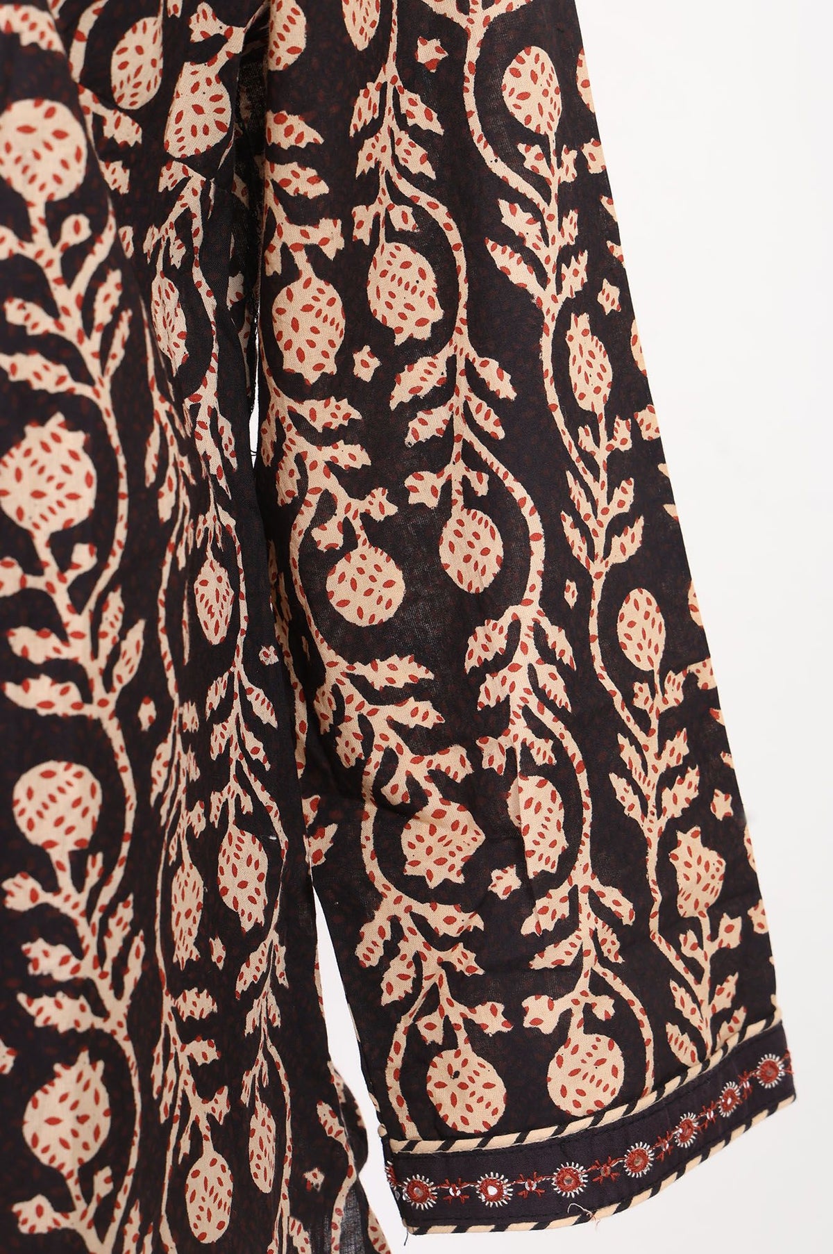 Black Block Printed Pure Cotton Top