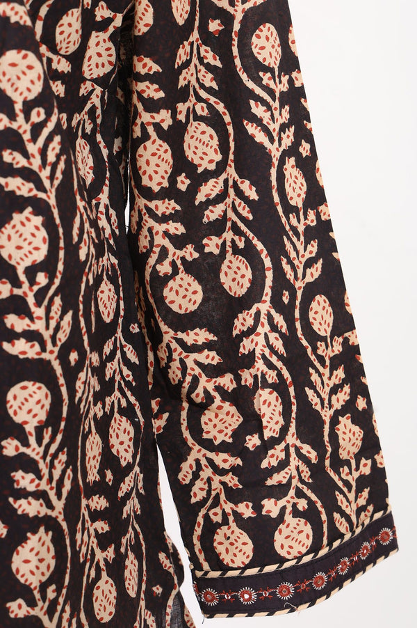 Black Block Printed Pure Cotton Top