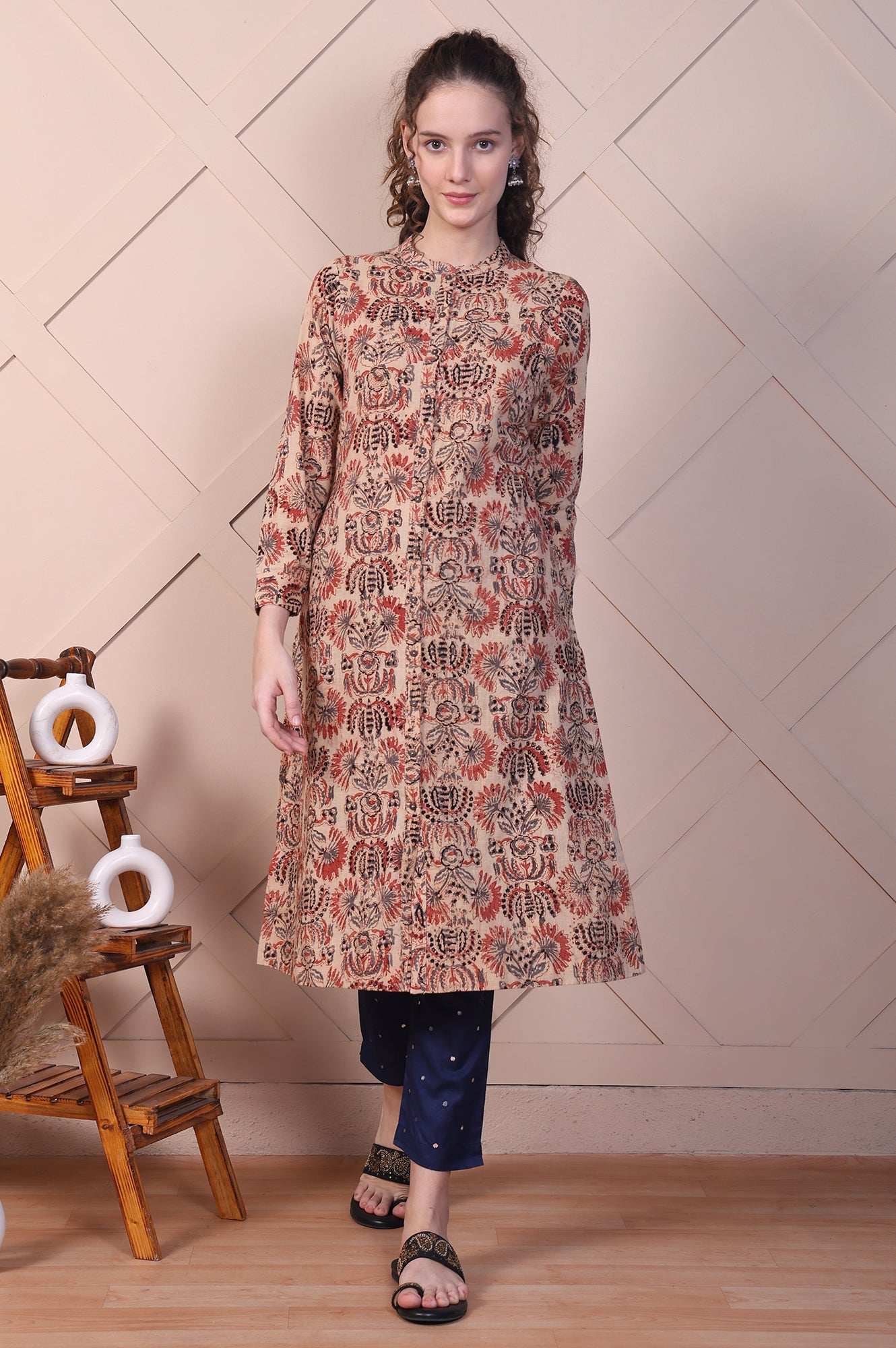 Indigo Blue Mirror Work Tussar Silk Slim Pants