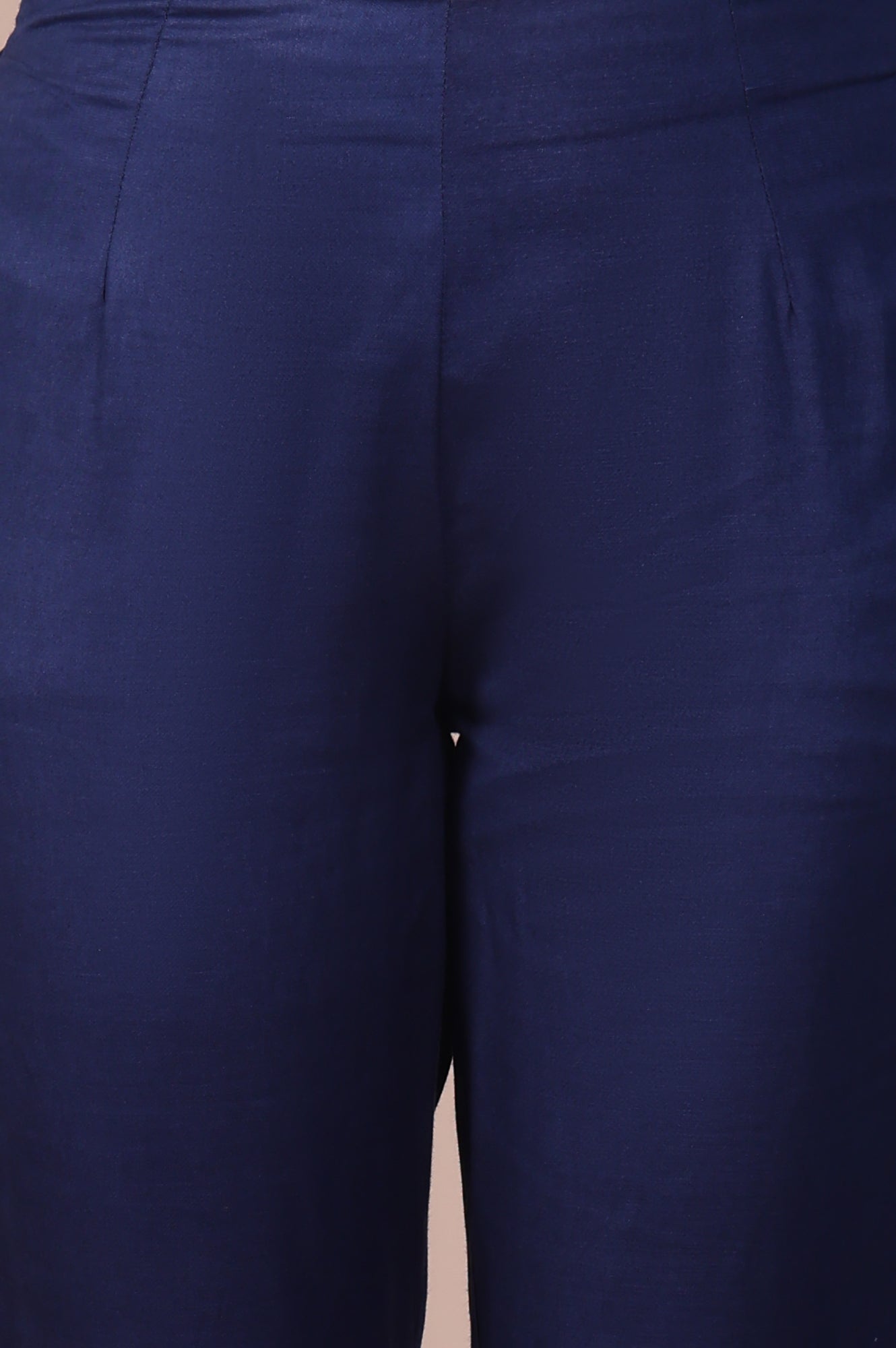 Indigo Blue Mirror Work Tussar Silk Slim Pants