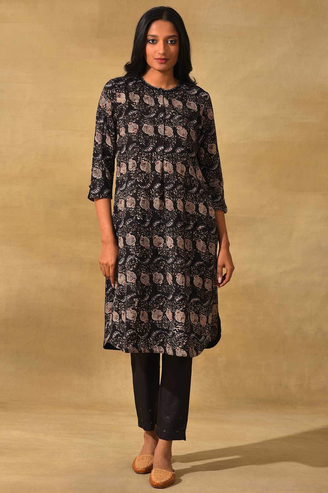 Black Embellished Silk Slim Pant