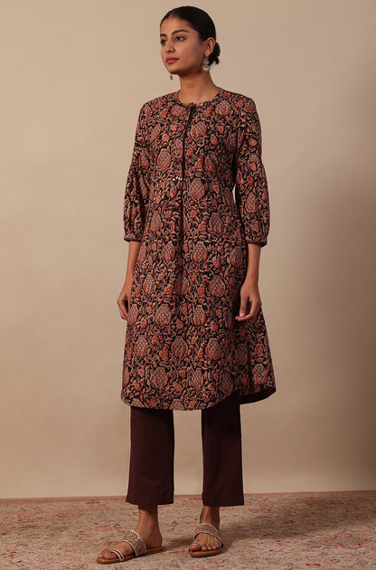 Red Solid Cotton Blend Straight Pants