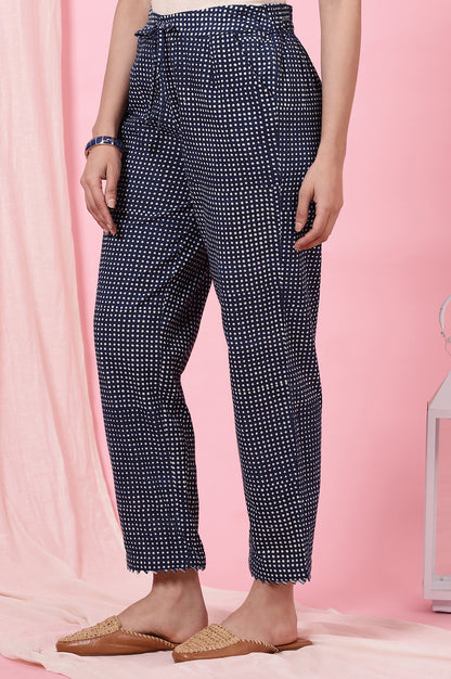 Indigo Handblock Printed Straight Pants