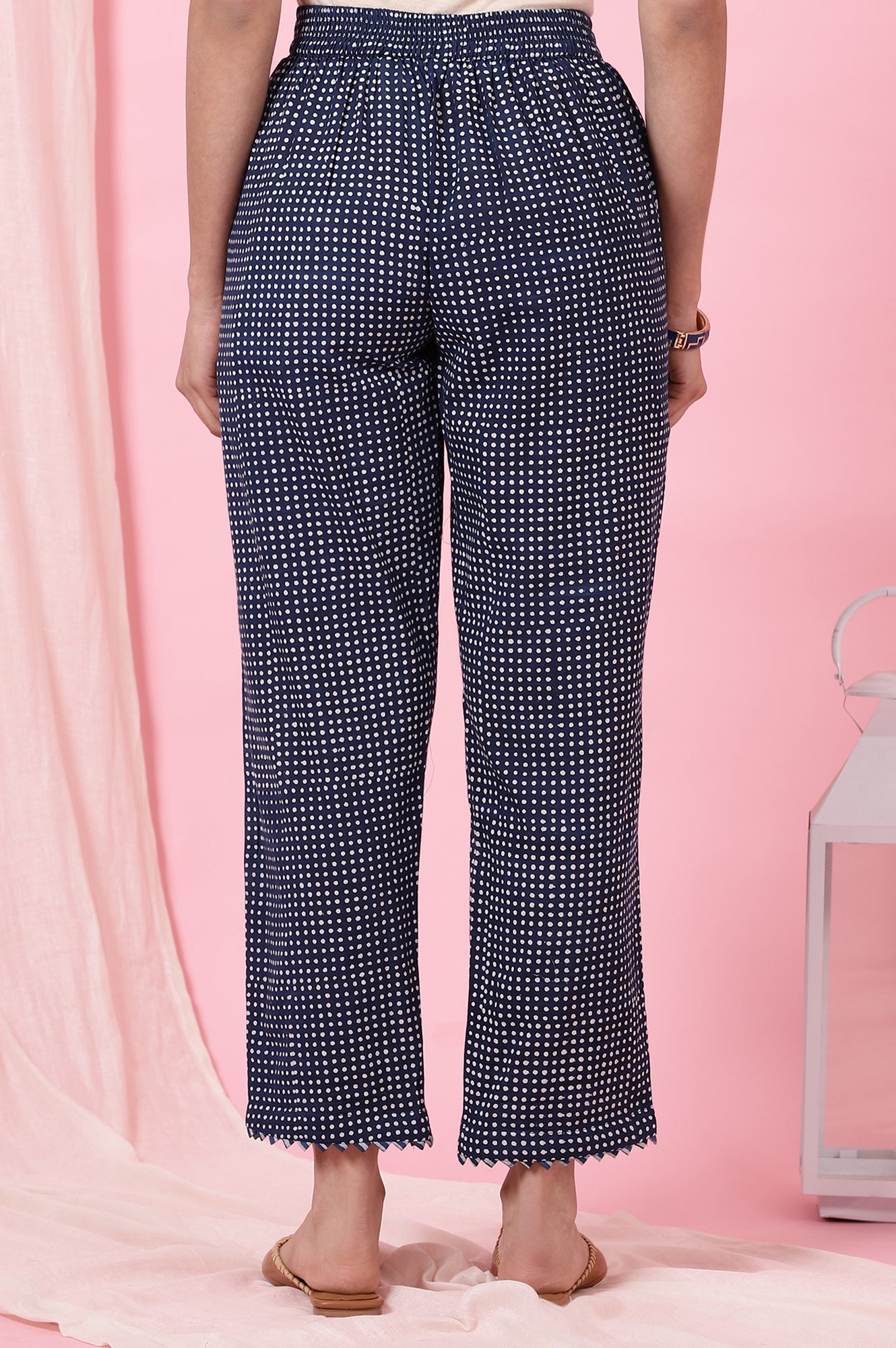 Indigo Handblock Printed Straight Pants