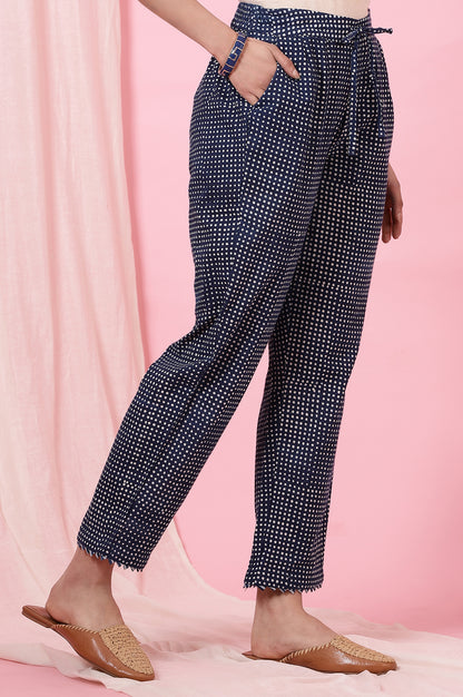 Indigo Handblock Printed Straight Pants