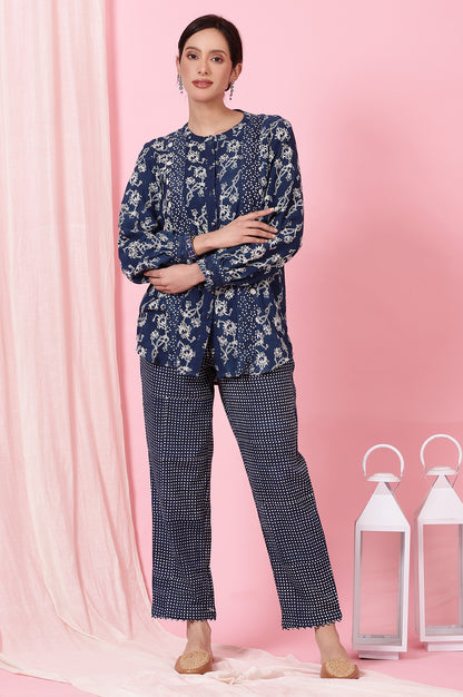 Indigo Handblock Printed Straight Pants