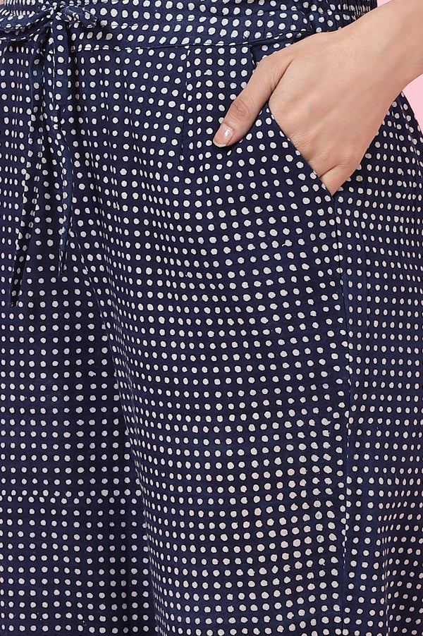 Indigo Handblock Printed Straight Pants