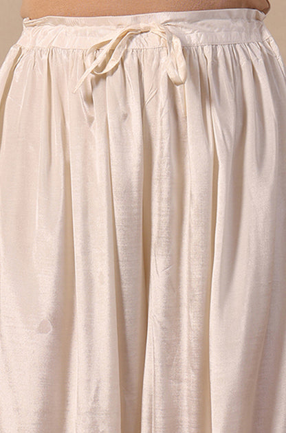 Cream Solid Viscose Gathered Salwar