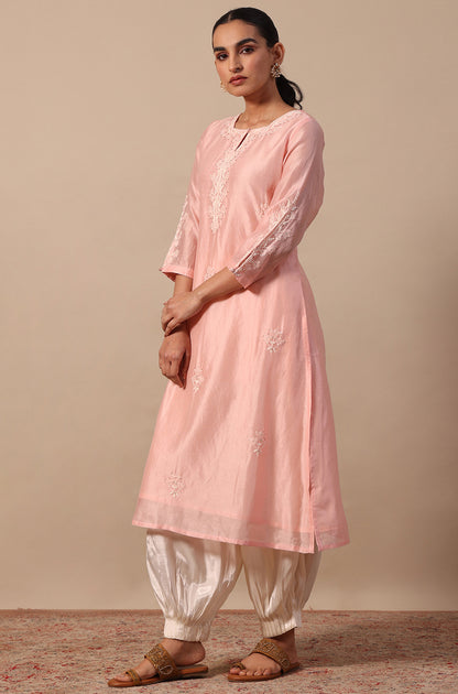 Cream Solid Viscose Gathered Salwar